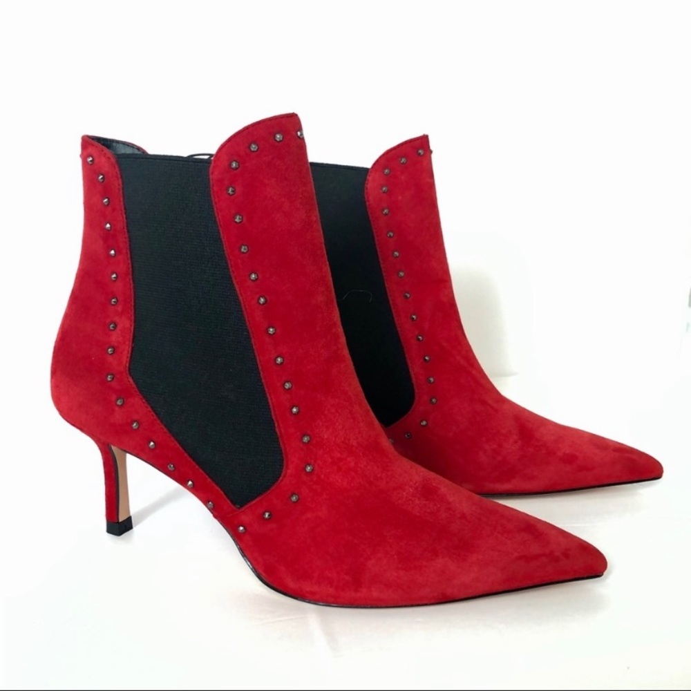 GORGEOUS ZARA NWT Studded Red Ankle Boots - Picture 4 of 4